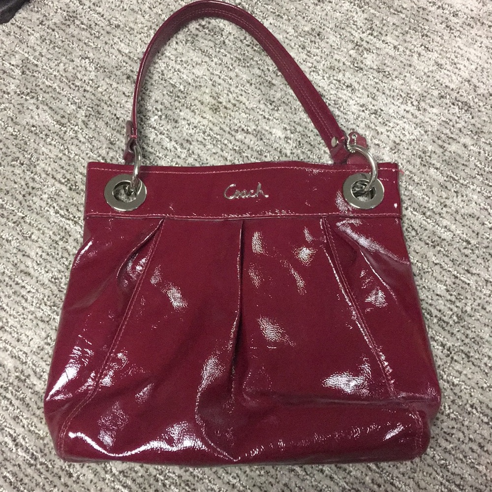 Maroon Coach one strap shoulder purse & wristlet